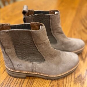 Timberland Light Brown (taupe) Leather Pull On Ankle Boots